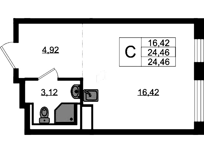 Квартира студия 24.46 м², 10/12 эт., ЖК «Новые Лаврики»